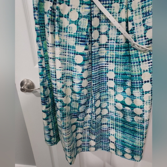 JM Studio Blue, Green & White Dot Geometric Print Sleeveless Dress in Size 18 - Picture 7 of 14